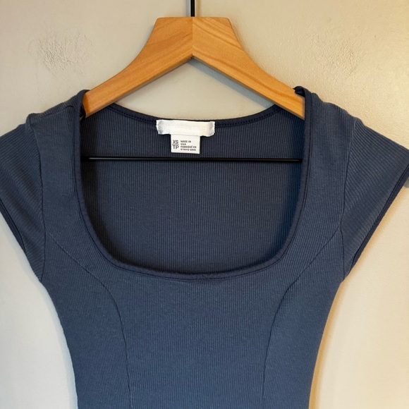 Cooperative Urban Outfitters Gilly Y2K Ribbed Knit Blue A-line Mini Dress Sz XS - Picture 4 of 6